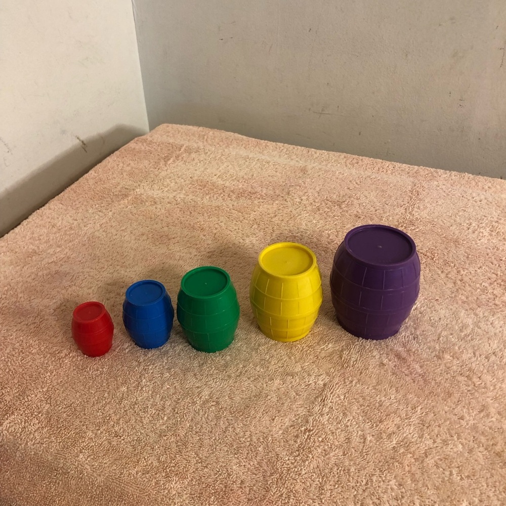 Vintage 5 Plastic Colorful Nesting Barrels
